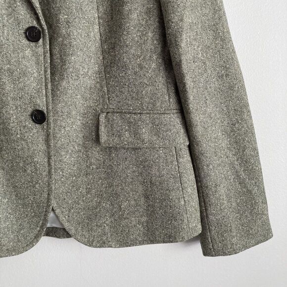 J. Crew Schoolboy Blazer Suede Elbow Patches 100% Wool Size 10 Gray Beige Mix - Picture 6 of 11